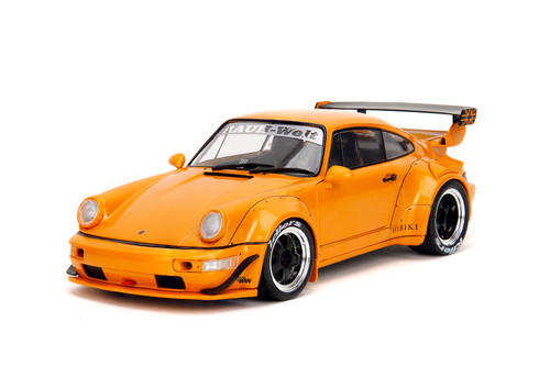 2016 Porsche RWB Body Kit Hibiki w/Display Base, Glossy Orange - Jada Toys 36383 - 1/18 Scale Diecast Model Toy Car