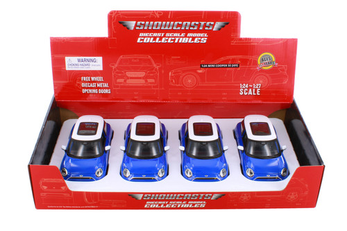 Box of 4 2024 Mini Cooper SE (J01), Blue - Showcasts 32926D - 1/24 Scale Diecast Model Toy Cars