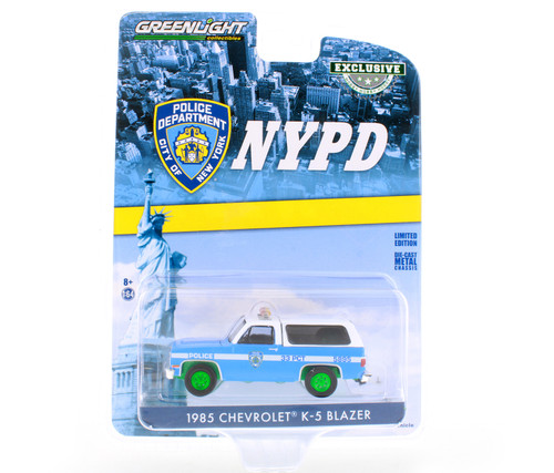 GREEN MACHINE NYPD 1985 Chevy K-5 Blazerand 30245/48 - 1/64 scale Diecast Model Toy Car
