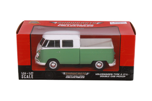 Volkswagen Type 2 (T1) Double Cab Pickup, Green/White - Showcasts 71343GN - 1/24 Scale Diecast Model Toy Car