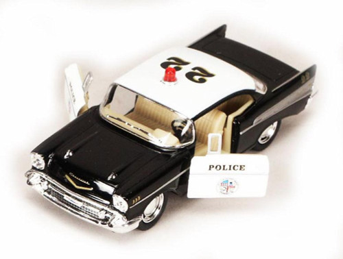 1957 Chevy Bel Air Police Car, Black - Kinsmart 5323D - 1/40 scale Diecast Car (New, but NO BOX)