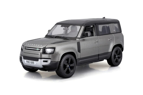 2022 Land Rover Defender 110, Silver - Bburago 18-21101SV - 1/24 Scale Diecast Model Toy Car