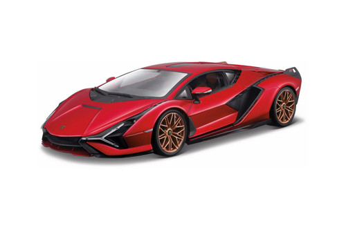 Lamborghini Sian FKP37 Hardtop, Red - Bburago 18-21099R - 1/24 Scale Diecast Model Toy Car