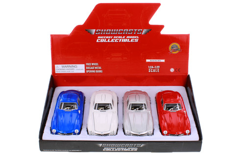 Box of 4 Mercedes-Benz 300SL Hardtop, ASSTD - Showcasts 24064/4D - 1/24 Scale Diecast Model Toy Cars
