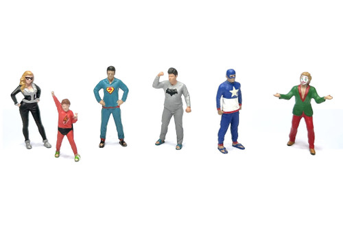 "Pajamas Party" 6pc Figure Set, ASSTD - American Diorama AD-2436MJ - 1/64 Scale Figurine - Diorama Accessory