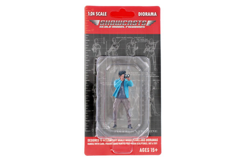 "Photographers" Figure #1, Blue/Brown - Showcasts AD-25301 - 1/24 Scale Resin Diorama Figurine