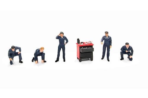 "Mechanics 5" 6pc Figure Set, ASSTD - American Diorama AD-2435MJ - 1/64 Scale Figurine - Diorama Accessory