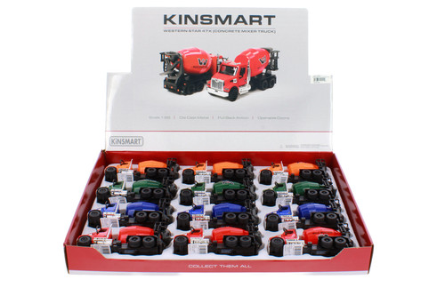 Box of 12 Western Star 47X Concrete Mixer Truck, ASSTD - Kinsmart
