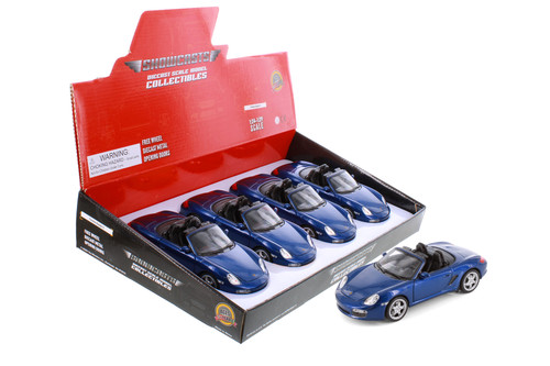 Porsche Boxster S Open Convertible, Blue - Showcasts 22479C/4D - 1/24 Scale Diecast Model Toy Car