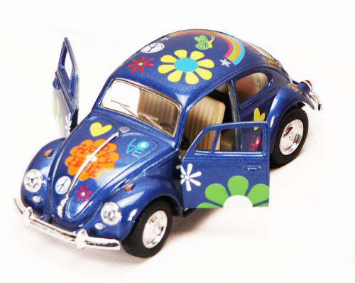 1967 Volkswagen Beetle w/ Decals, Blue - Kinsmart 5057DF - 1/32