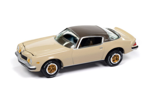 1975 Chevy Camaro LT, Cream Beige w/Brown Roof - Johnny Lightning JLSP390/24B - 1/64 Scale Diecast Model Toy Car
