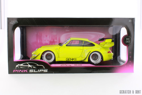 Porsche RWB Body Kit Genki w/Display Base, Lime Green - Jada Toys R-23781 - 1/18 Scale Diecast Model Car