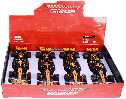 Box of 4 2023 McLaren MCL60 F1 "Abu Dhabi GP", #81 Piastri / #4 Norris - Showcasts® 221290A2D - 1/24 Scale Diecast Model Toy Cars