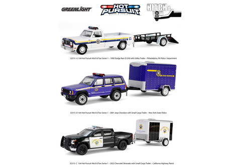 Box of 6 Hot Pursuit / Hitch & Tow Series 1, ASSTD - Greenlight 32315/24 - 1/64 Scale Diecast Model Toy Cars