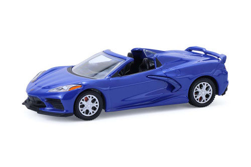 2021 Chevy Corvette Stingray Convertible, Elkhart Lake Blue - Greenlight 13370E/48 - 1/64 Scale Diecast Model Toy Car