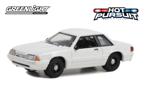 1987 Ford Mustang SSP - Plain, White - Greenlight 43008/100 - 1/64 Scale Diecast Model Toy Car