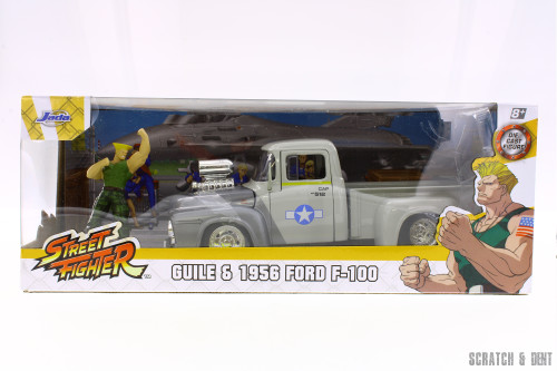1956 Ford F-100 Pickup w/ Guile Figure, Street Fighter - Jada Toys R-23813 - 1/24 Scale Diecast Car