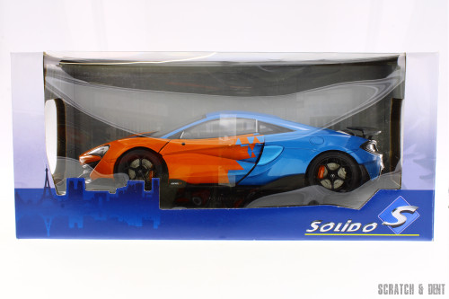 2019 McLaren 600LT Coupe, Orange and Blue - Solido R-23812 - 1/18 Scale Diecast Model Toy Car