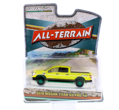 GREEN MACHINE 2018 Nissan Titan XD Pro-4X, Yellow - Greenlight 35250E/48 - 1/64 Scale Diecast Model Toy Car