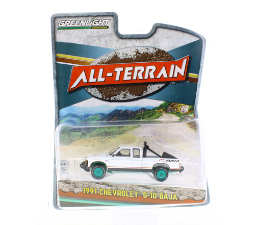 GREEN MACHINE 1991 Chevy S-10 Baja Extended Cab, White - Greenlight 35210/48 - 1/64 scale Diecast Model Toy Car