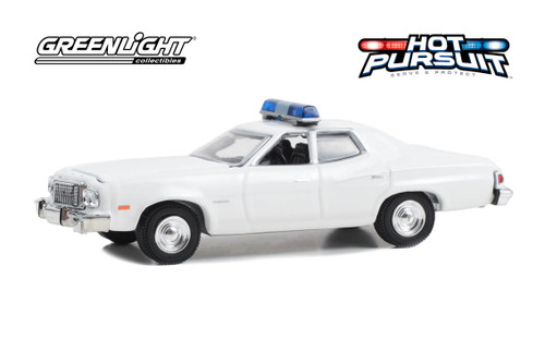 1974 Ford Gran Torino w/Police Lights, White - Greenlight 43012/100 - 1/64 Scale Diecast Model Toy Car