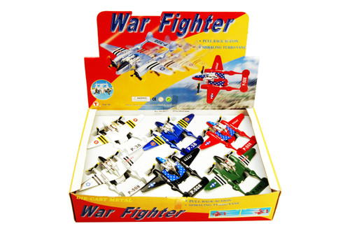 Box of 12 War Fighters Assortment - Showcasts 508D - 4.5" Scale Diecast Model Toy Planes