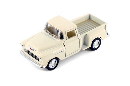 1955 Chevy Stepside Pickup, Ivory - Kinsmart 5330D - 1/32 Scale Diecast Model Toy Car