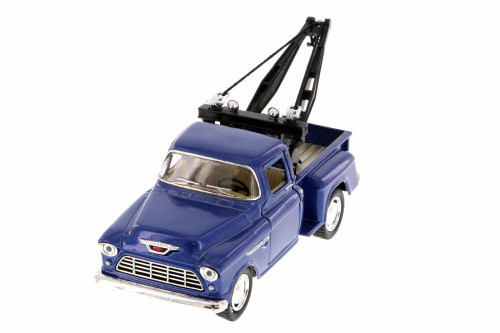 1955 Chevy 3100 Stepside Tow Truck, Blue - Kinsmart 5378D - 1/32 Scale Diecast Model Toy Car