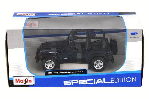 Jeep Wrangler Rubicon Convertible, Blue - Maisto 31245 - 1/27 Scale Diecast Model Toy Car