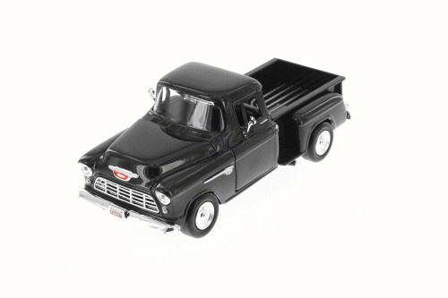 1955 Chevy 5100 Stepside Pick Up, Black - Motor Max 73236W - 1/24 Scale Diecast Model Toy Car