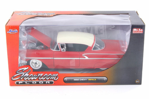 1958 Chevy Impala SS Showroom Floor, Red - Jada 98896-MJ - 1/24 Scale Diecast Model Toy Car