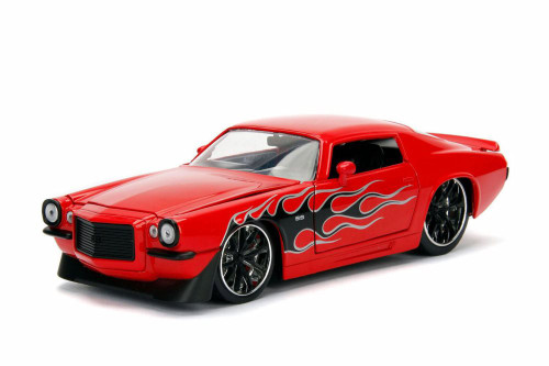 1971 Chevy Camaro, Red w/ Flames - Jada 99977DP1 - 1/24 Scale Diecast Model Toy Car