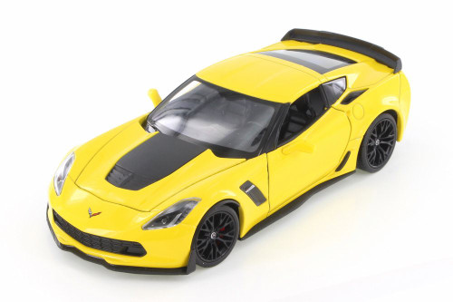 2017 Chevy Corvette Z06, Yellow - Welly 24085WYL - 1/24 Scale Diecast Model Toy Car
