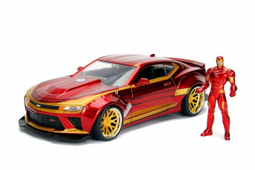 2016 Chevy Camaro SS with Iron Man Figure, Avengers - Jada 99724 - 1/24 Scale Diecast Model Toy Car