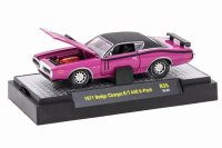 1971 Dodge Charger R/T 440, Magenta Pink w/ Vinyl Top - M2 Machines Detroit Muscle 32600-35 - 1/64 Scale Diecast Model Toy Car