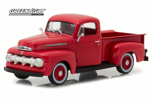 1951 Ford F-1 Pickup Truck, Coral Red Flame - Greenlight 86316 - 1/43 Scale Diecast Model Toy Car