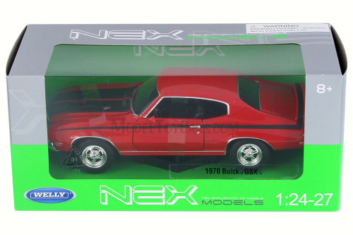 1970 Buick GSX, Red w/ Black - Welly 22433WR - 1/24 Scale Diecast