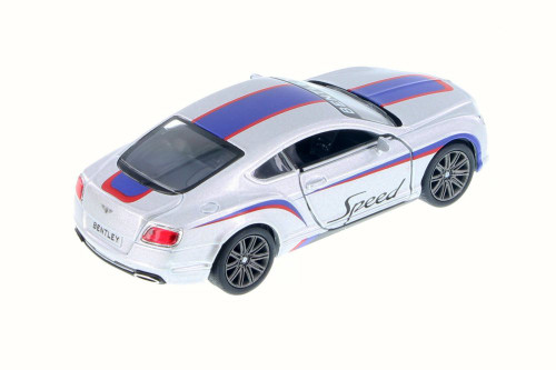2012 Bentley Continental GT Speed w/Decals, Silver/Blue - Kinsmart 5369DF - 1/38 Scale Diecast Car