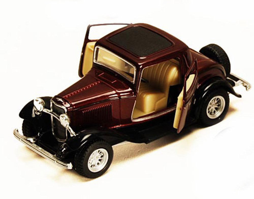 1932 Ford 3-Window Coupe, Burgundy - Kinsmart 5332D - 1/34 Diecast