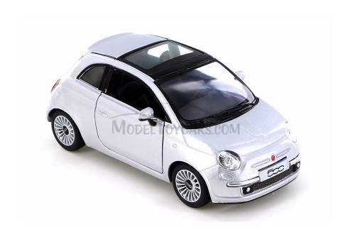 Fiat 500, Silver - Kinsmart 5345D - 1/28 Scale Diecast Model Toy Car