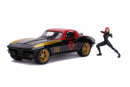 1966 Chevy Corvette, Black Widow - Jada 31749/4 - 1/24 scale Diecast Model Toy Car