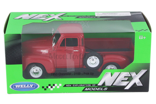 1953 Chevy 3100 Pick-Up Truck, Red - Welly 22087W-MJ-RD - 1