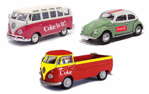 1962, 1967 Volkswagen 3-Piece Gift Set, Coca-Cola 458385 - 1/72 scale Diecast Model Toy Cars
