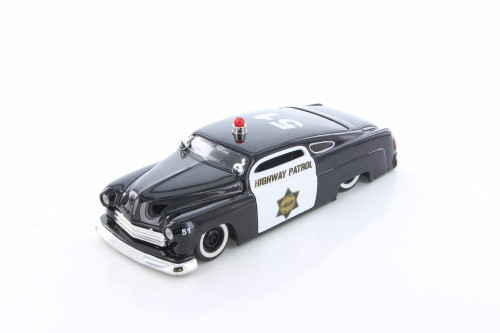 1951 Mercury Police Car, Black & White - Jada 92455 - 1/24 Scale Diecast Model Toy Car