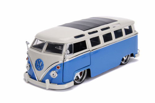 1962 Volkswagen Bus, Blue with White - Jada 99023 - 1/24 scale