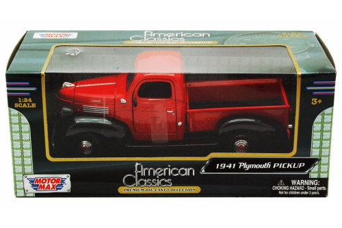 1941 Plymouth Pickup Truck, Red - Motormax 73278 - 1/24 scale Diecast Model Toy Car