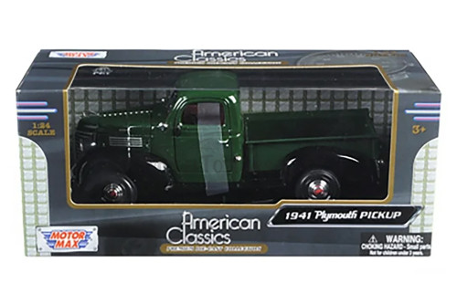 1941 Plymouth Pickup Truck, Green - Motormax 73278 - 1/24 scale Diecast Model Toy Car