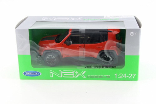 2017 Jeep Renegade Trailhawk, Orange w/ Black - Welly 24071W-OR - 1/24 Scale Diecast Model Toy Car
