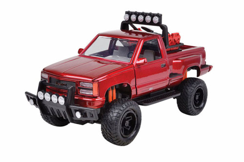 1992 GMC Sierra GT Pickup Truck, Red - Motor Max 79136R - 1/24 scale Diecast Model Toy Car