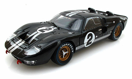 1966 Ford GT-40 MK II #2, Black w/ Silver Stripes - Shelby  SC408 - 1/18 Scale Diecast Model Toy Car